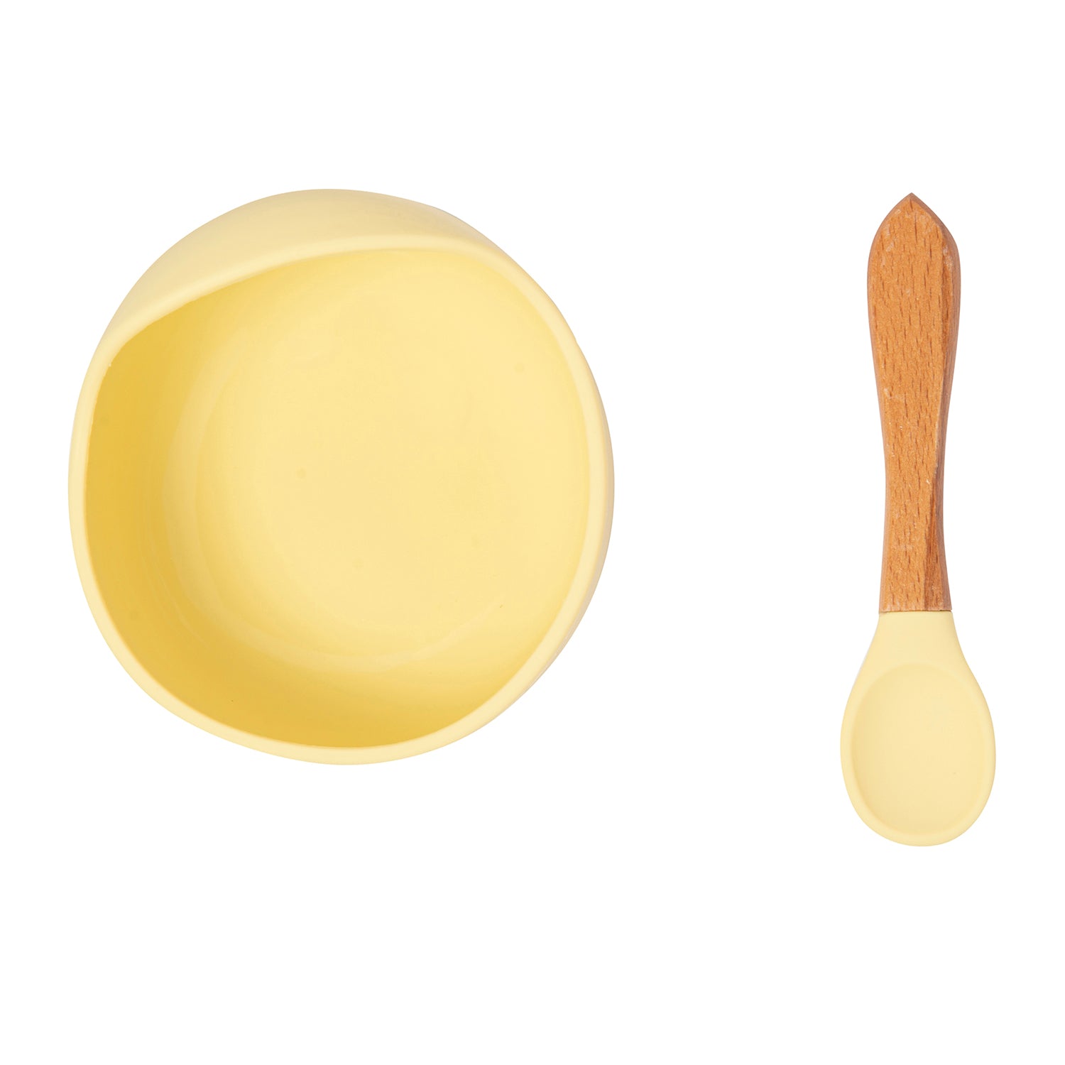 Yellow Silicon Bowl And Spoon Set - Baby Moo