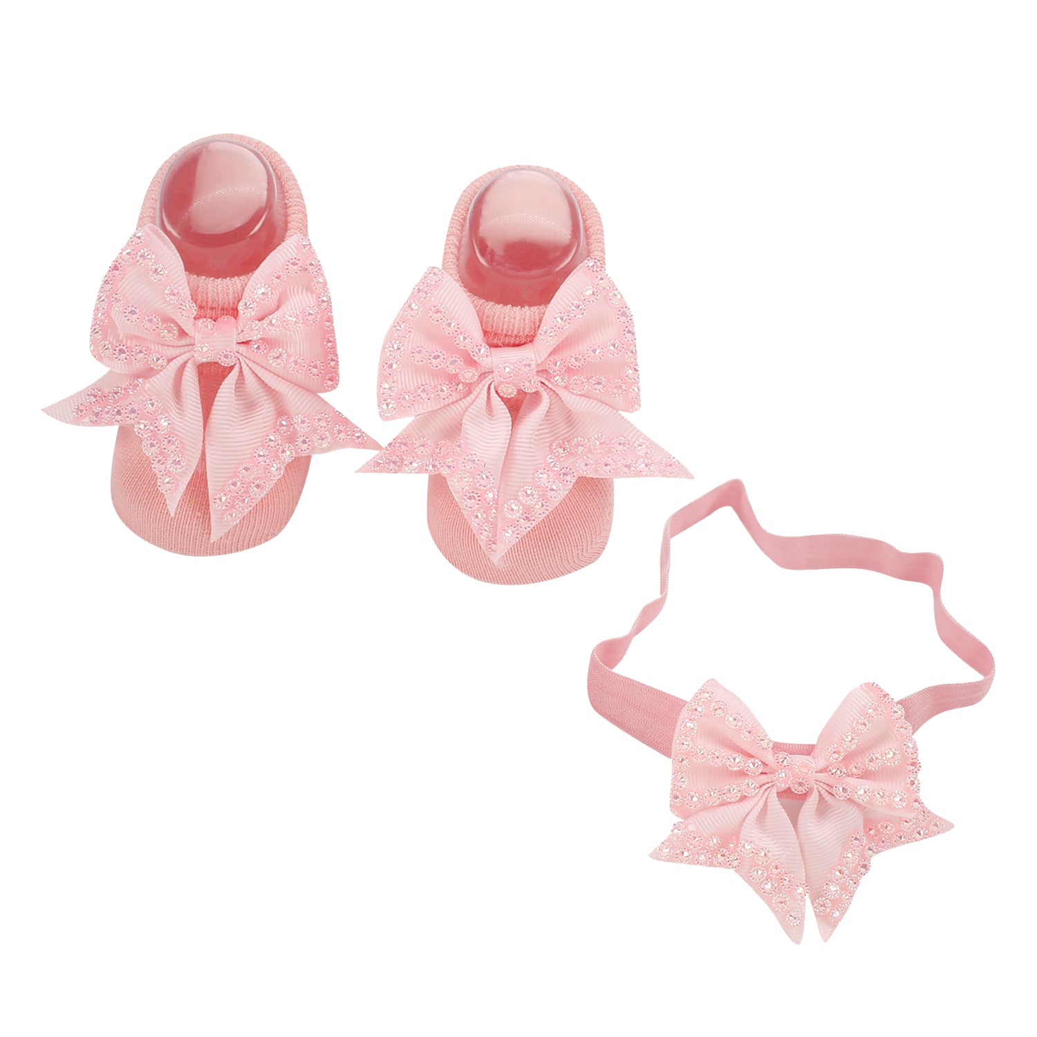 Bedazzled Pink Headband And Socks Set - Baby Moo