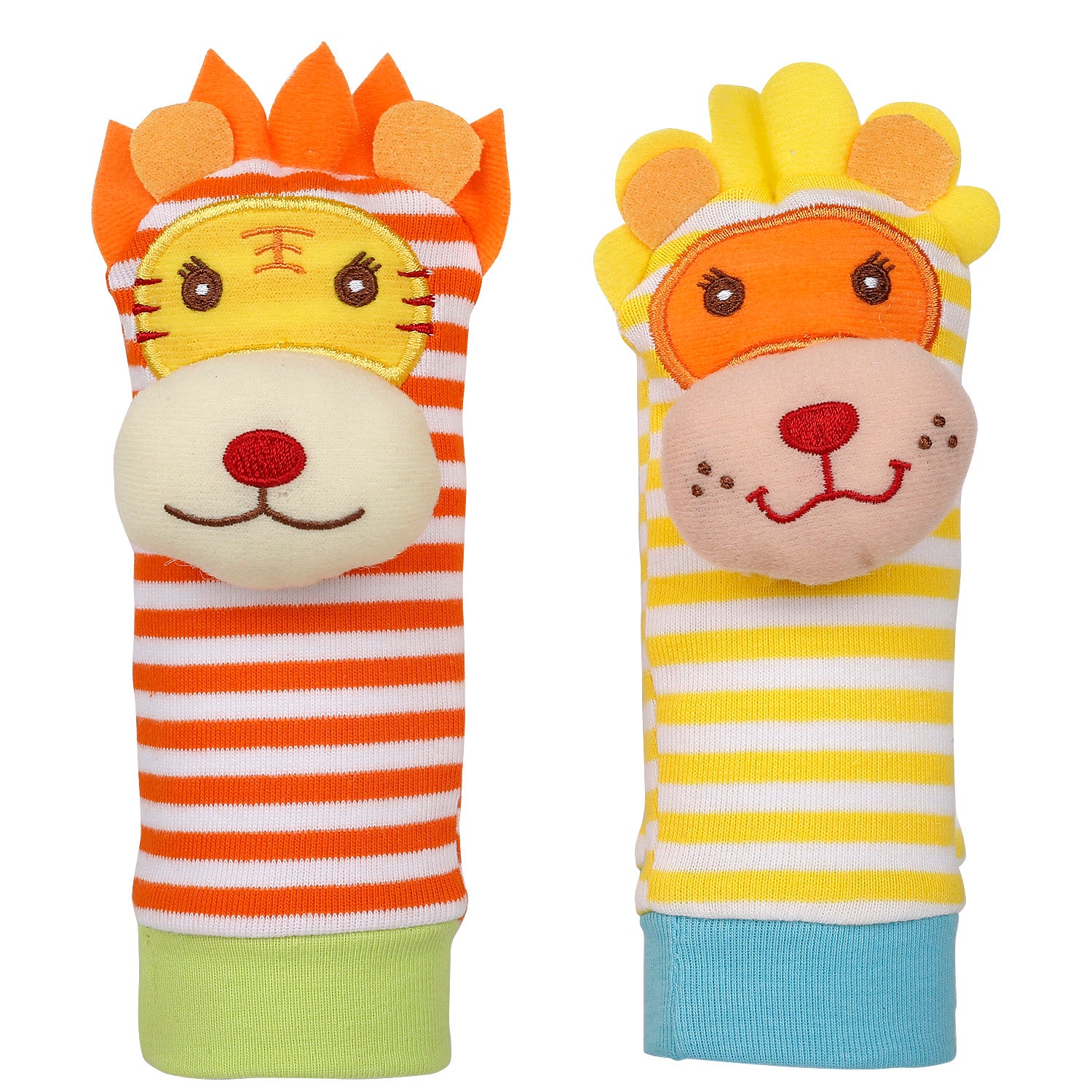 Wild Cats Yellow And Orange Set of 2 Socks Rattle - Baby Moo