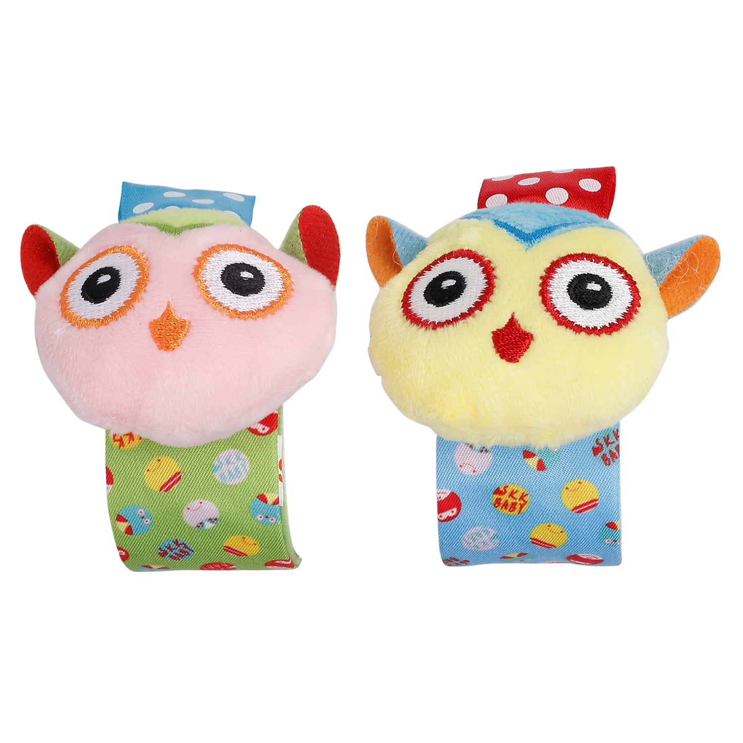 Owls In Love Multicolour Set of 4 Socks And Wrist Rattle - Baby Moo