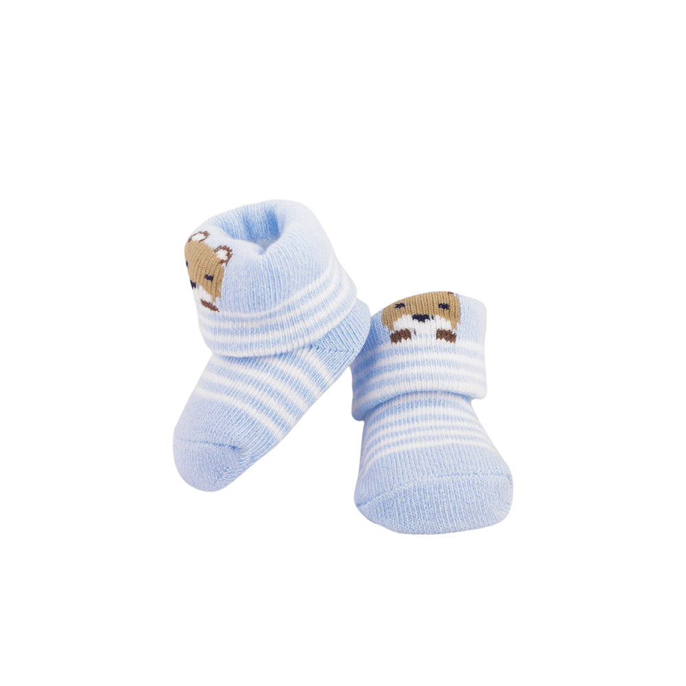 Monkey & Striped Blue 2 Pk Socks - Baby Moo