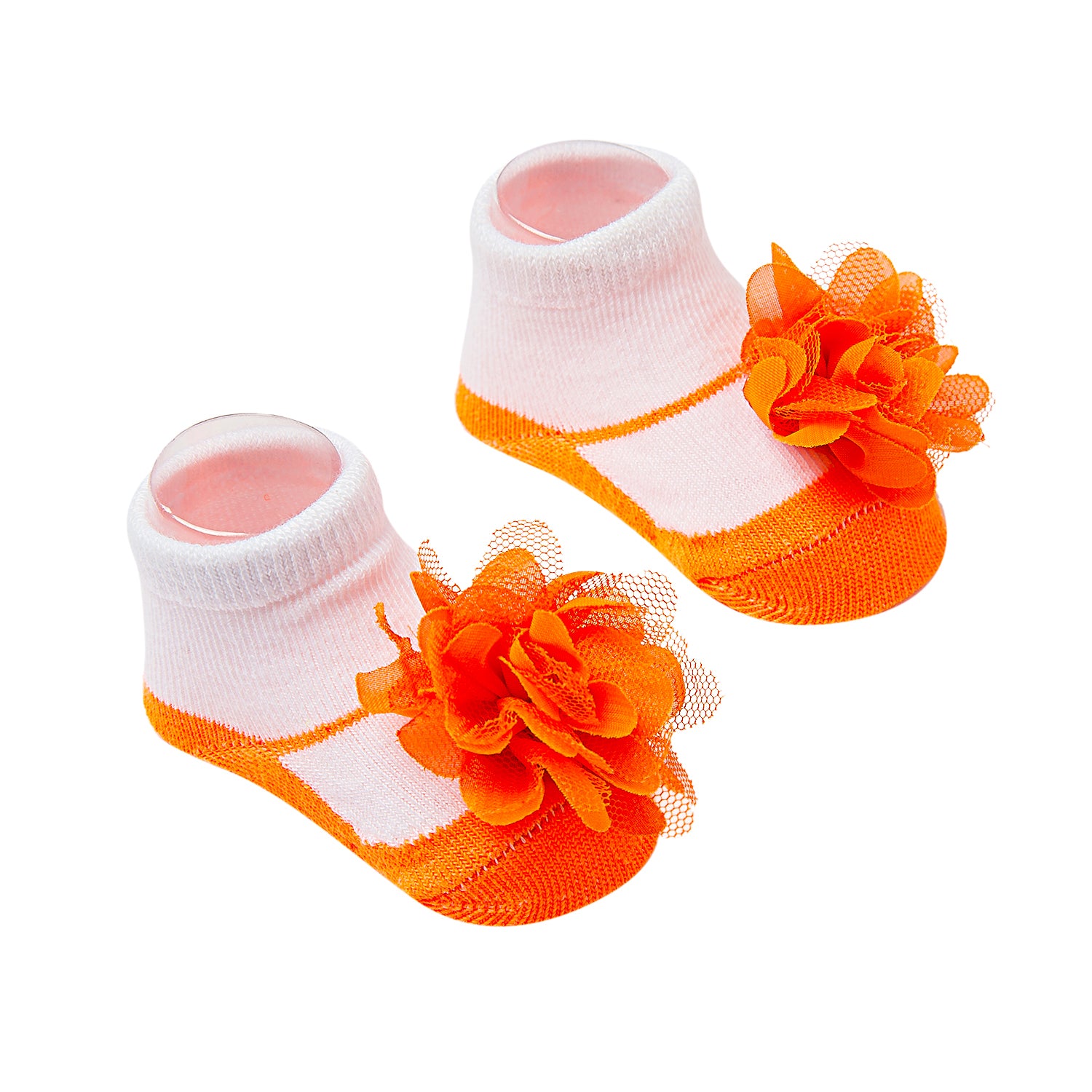 Floral Orange Socks And Cap Set - Baby Moo