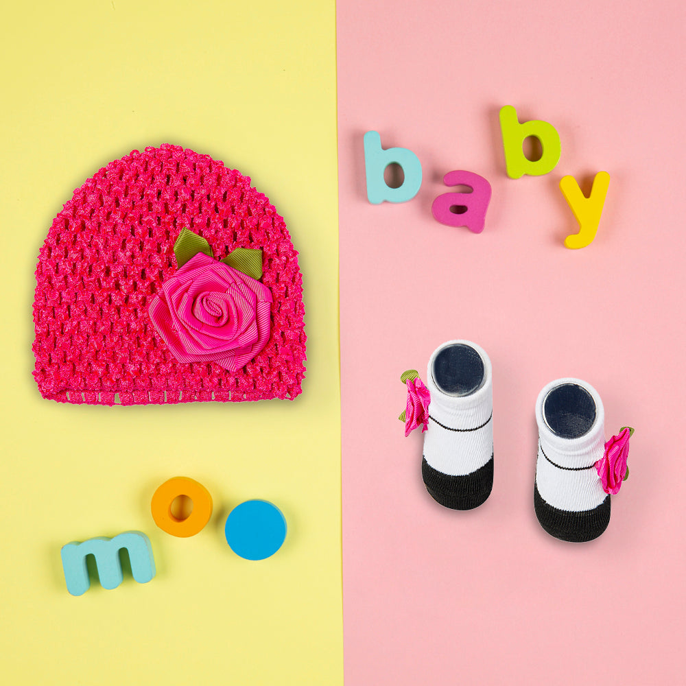 Rosy Pink Socks And Cap Set - Baby Moo