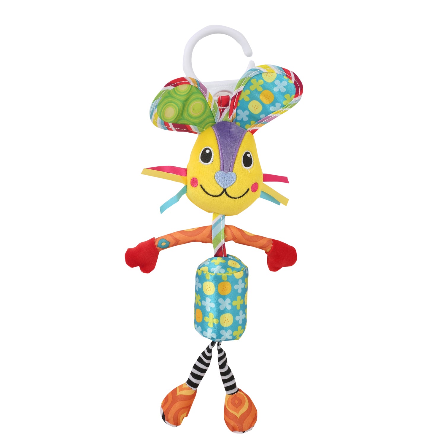 Big Earred Circus Bunny Blue Hanging Musical Toy / Wind Chime Soft Rattle - Baby Moo