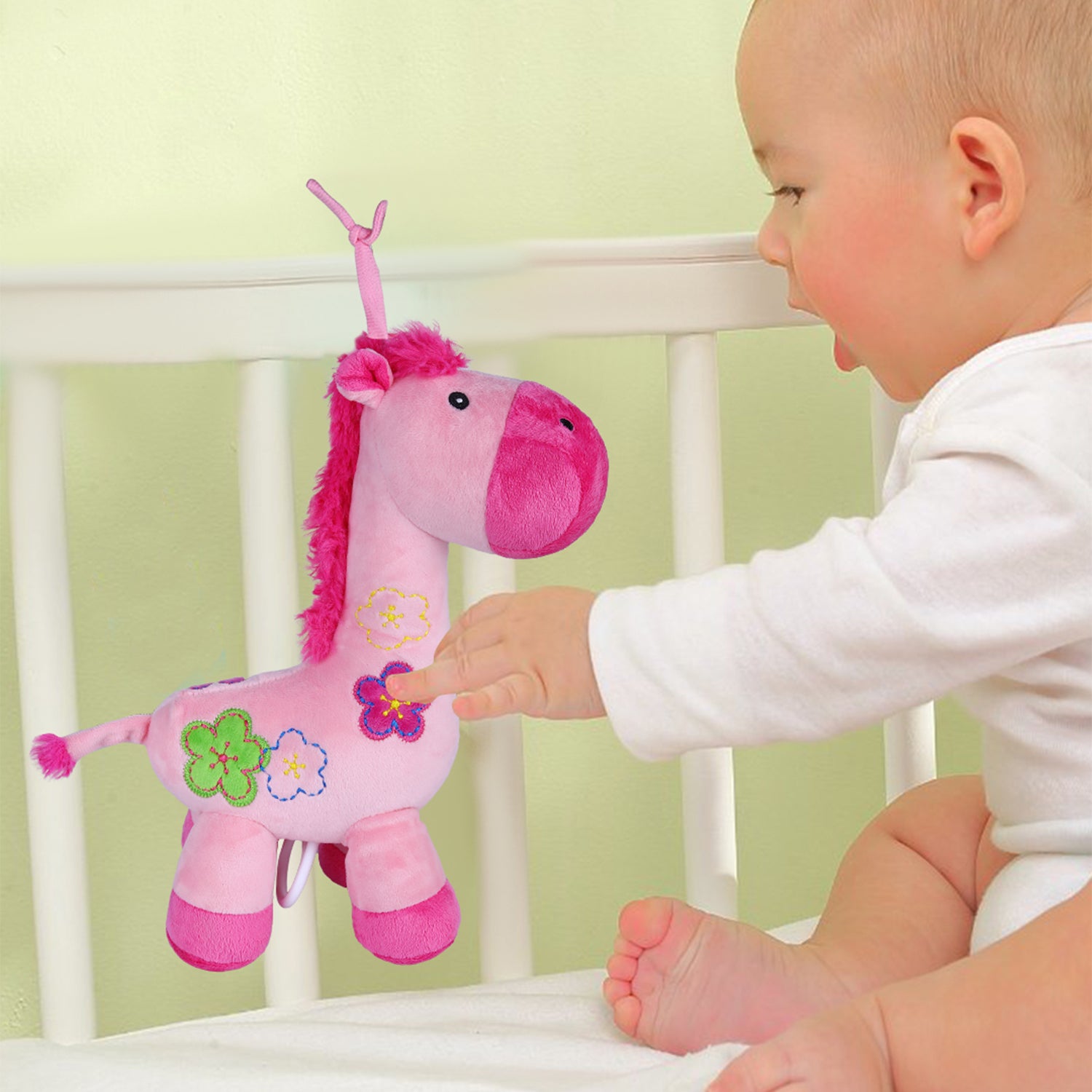 Pony Bed Hanging Musical Pulling Toy - Pink