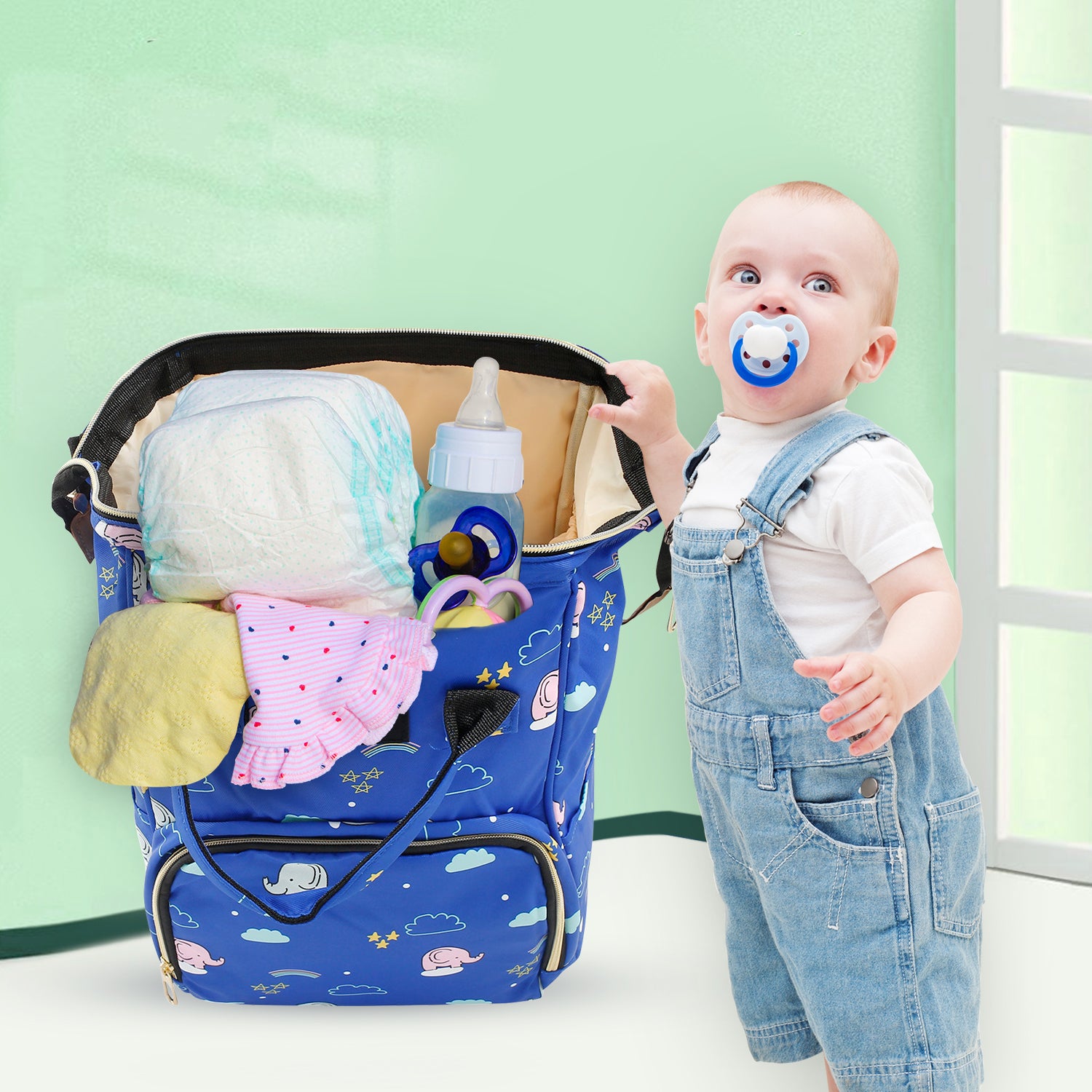 Baby Moo Starry Night Royal Blue Diaper Bag
