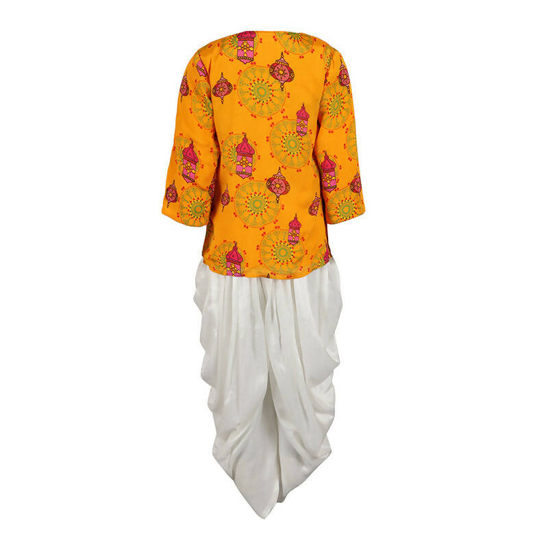 Rang Traditional Chanderi Cotton Kurta And Dhoti Set - Yellow