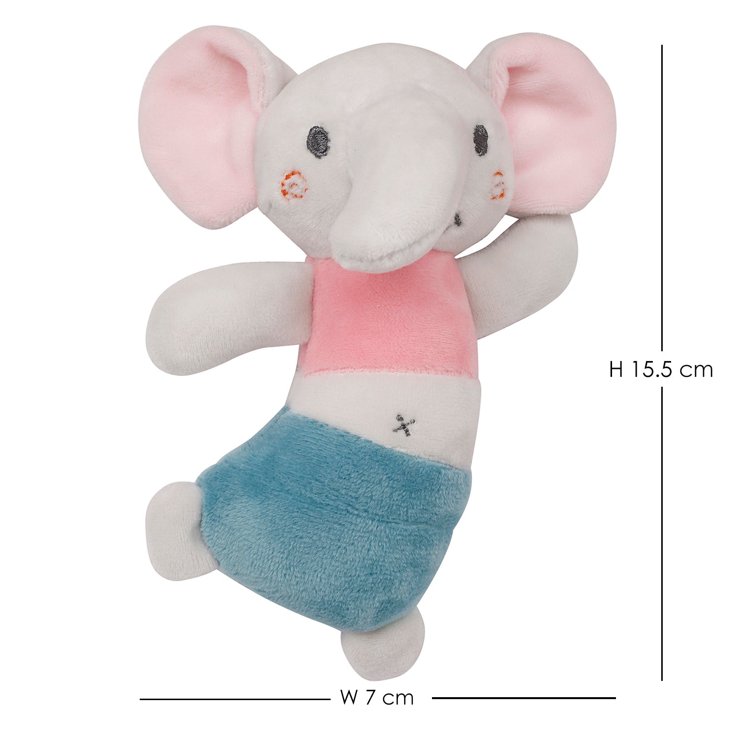 Dancing Elephant White Handheld Rattle Toy - Baby Moo