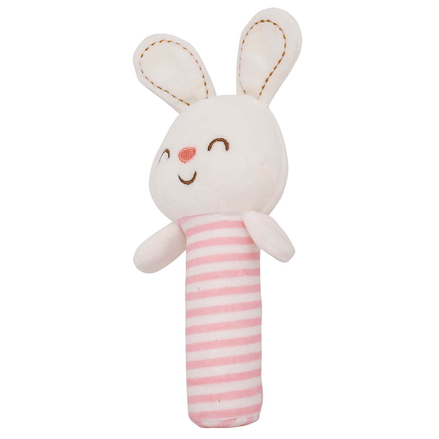 Blushing Bunny White And Pink Handheld Rattle Toy - Baby Moo