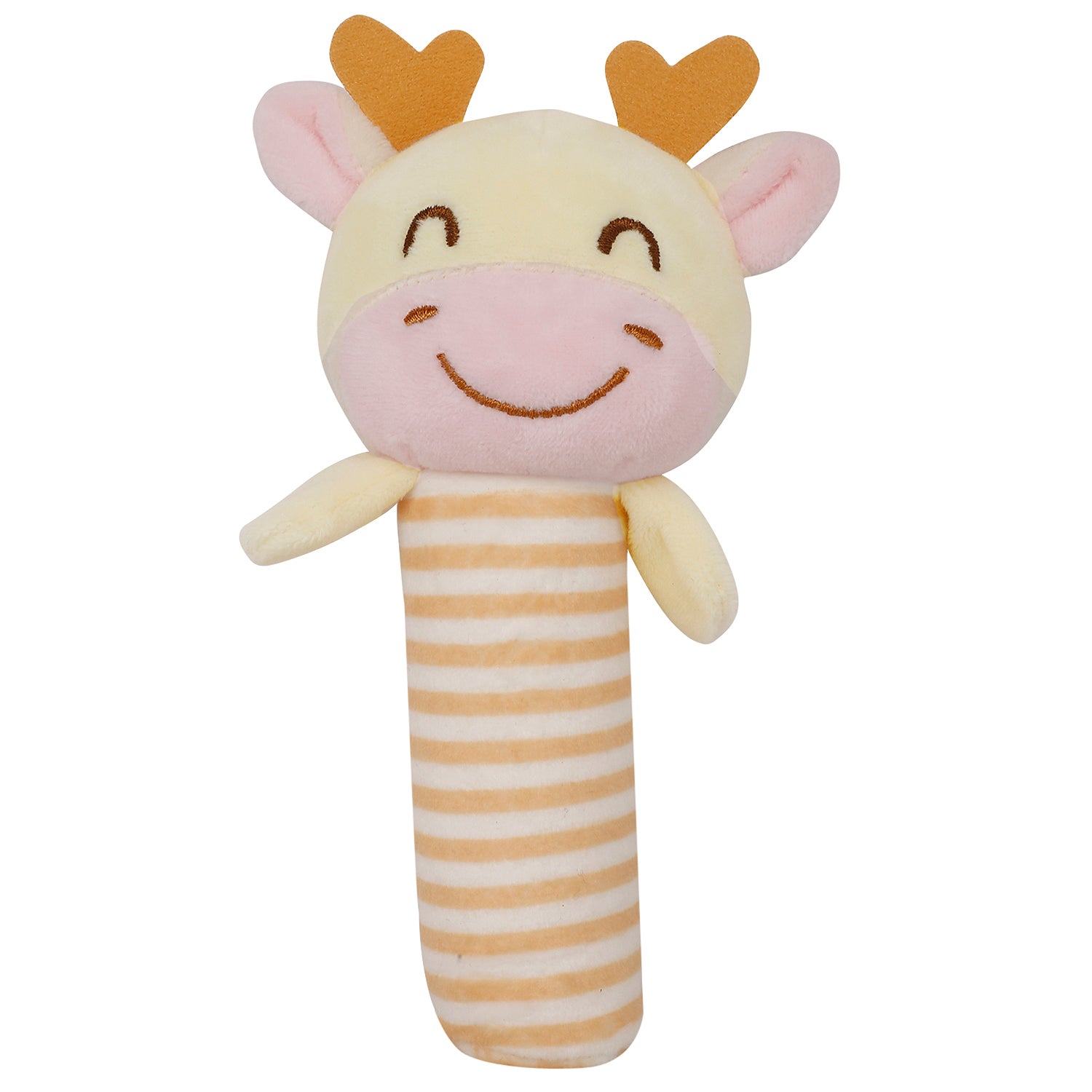 Cute Calf Brown And Pink Handheld Rattle Toy