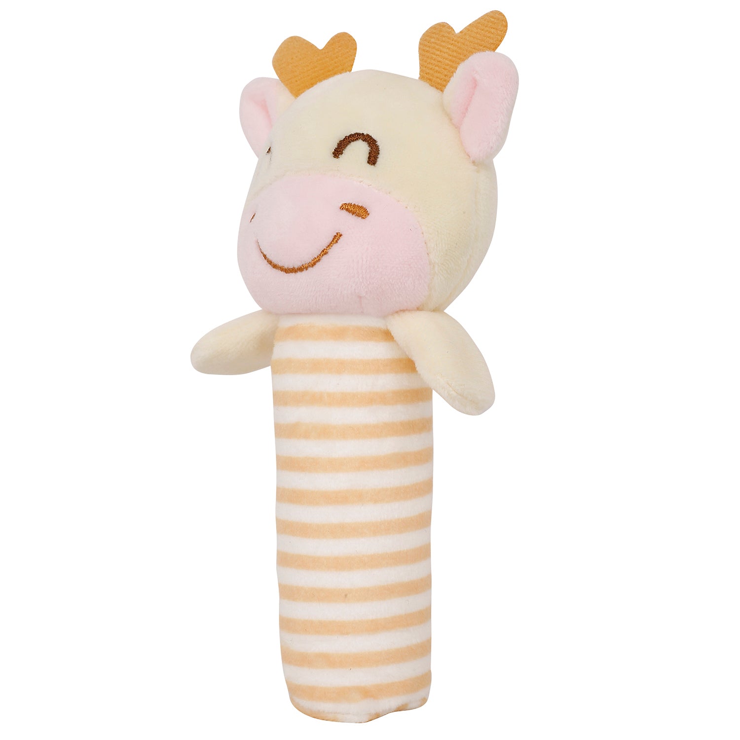 Cute Calf Brown And Pink Handheld Rattle Toy - Baby Moo