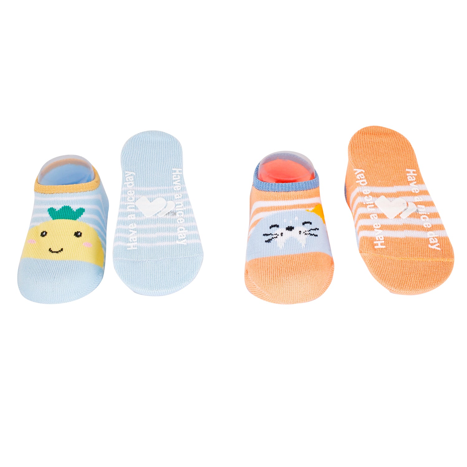 Fruits And Kitty Blue And Orange 2 Pk Socks - Baby Moo