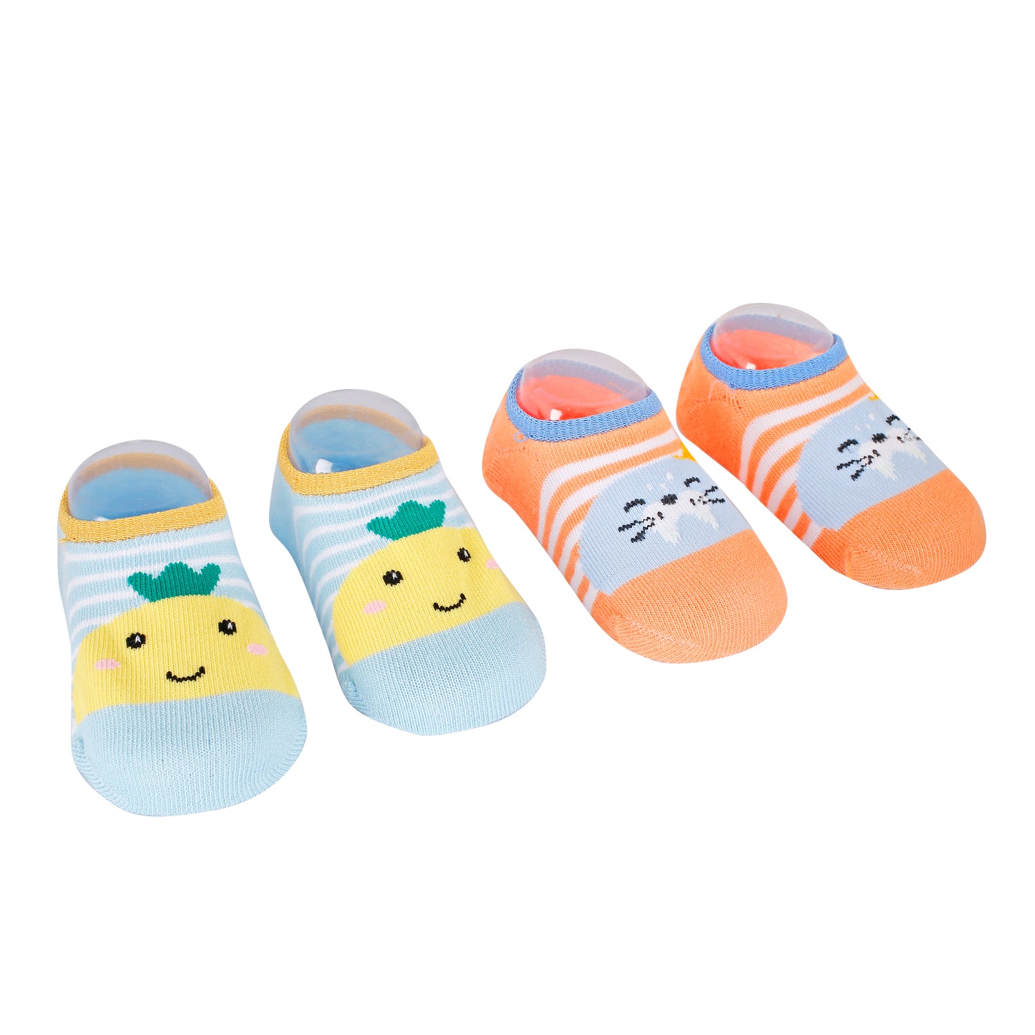 Fruits And Kitty Blue And Orange 2 Pk Socks - Baby Moo