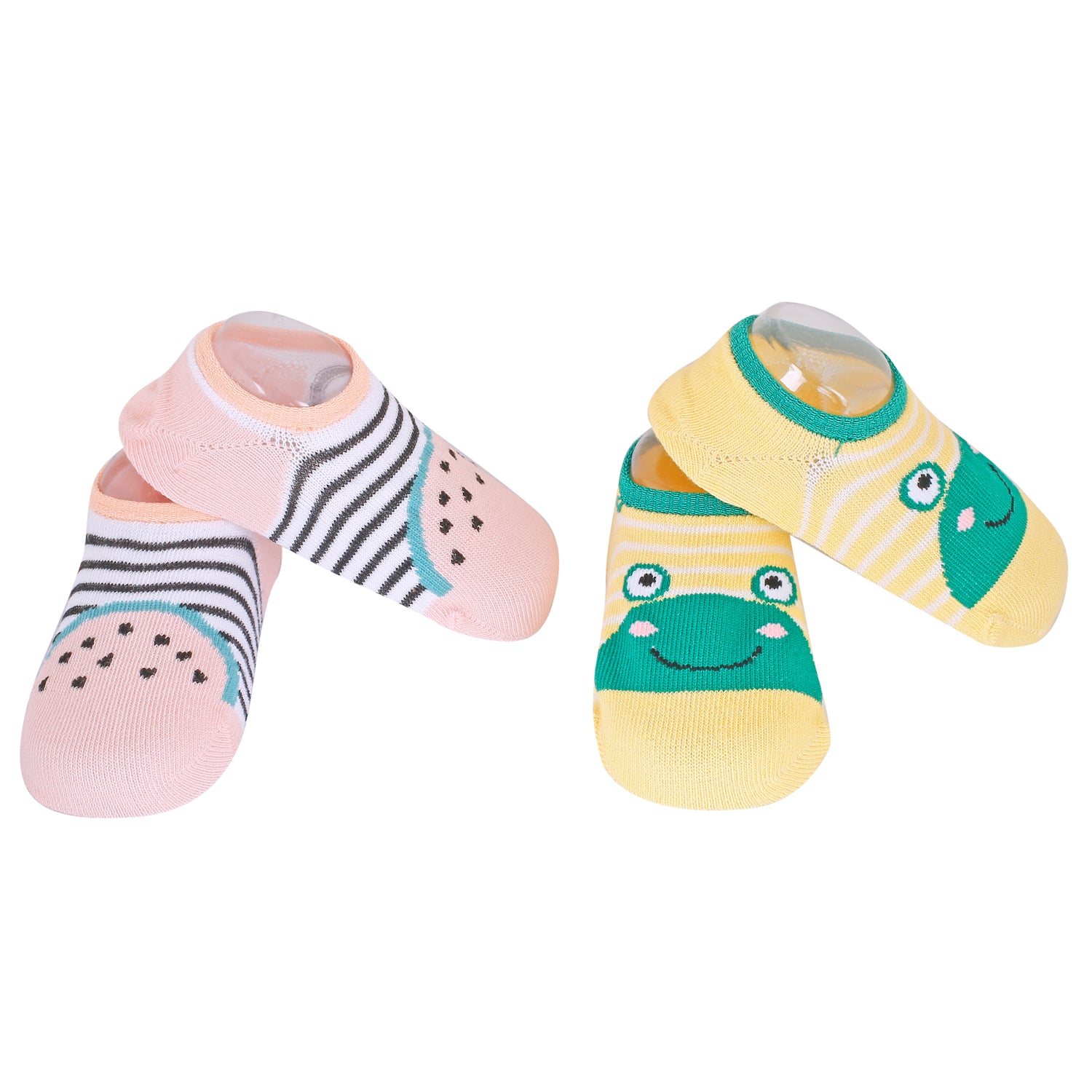 Watermelon And Frog Pink And Yellow 2 Pk Socks - Baby Moo