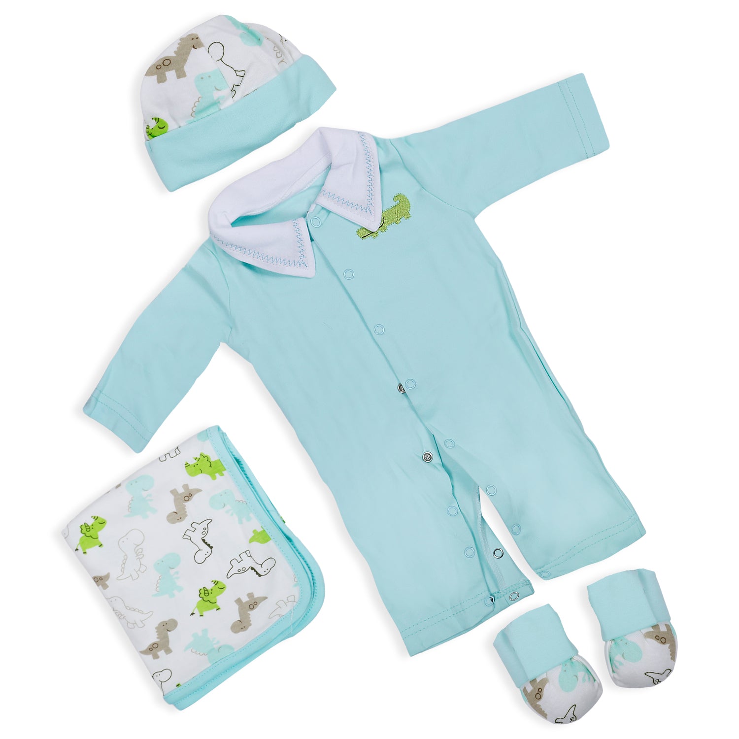 Crocodile Newborn Gift Set 4 Pcs - Turquoise - Baby Moo