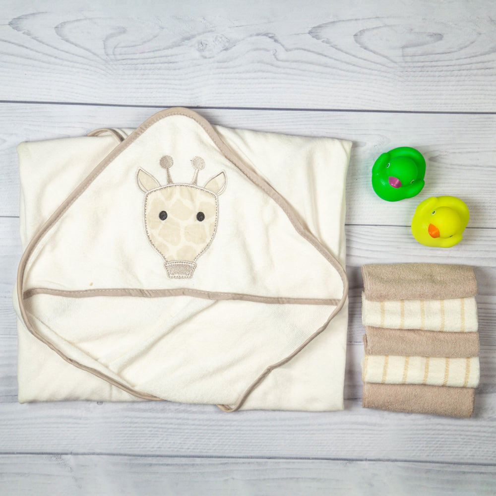 Giraffe Beige Towel & Wash Cloth Set - Baby Moo