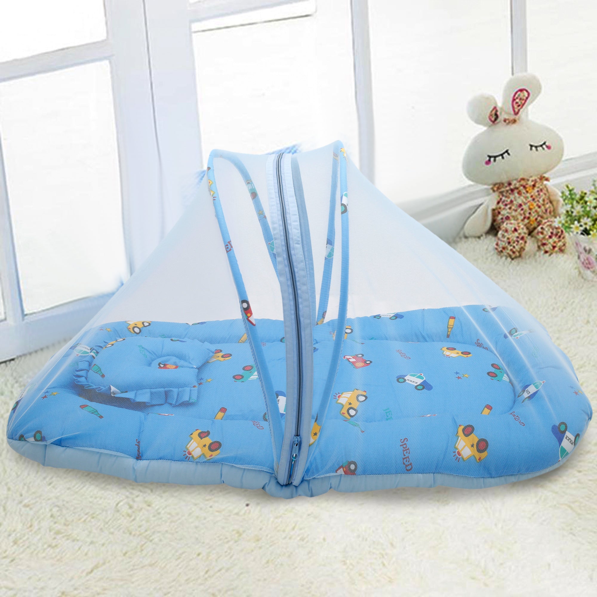 Mosquito Net Tent Mattress Set With Neck Pillow Catch Me If You Can Blue