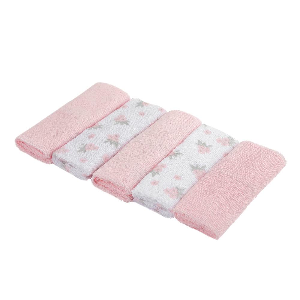 Elephant Grey and Pink Towel & Wash Cloth Set - Baby Moo