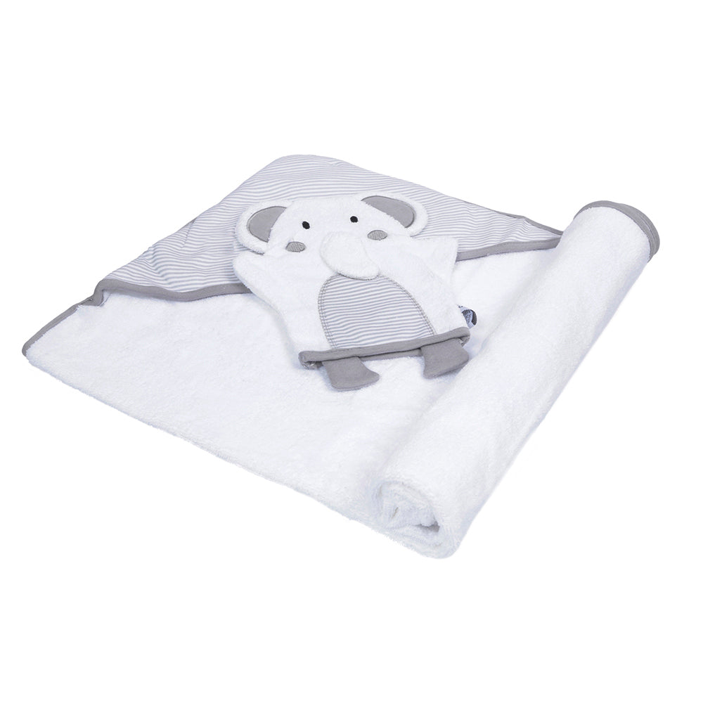 Elephant Grey Hooded Towel - Baby Moo
