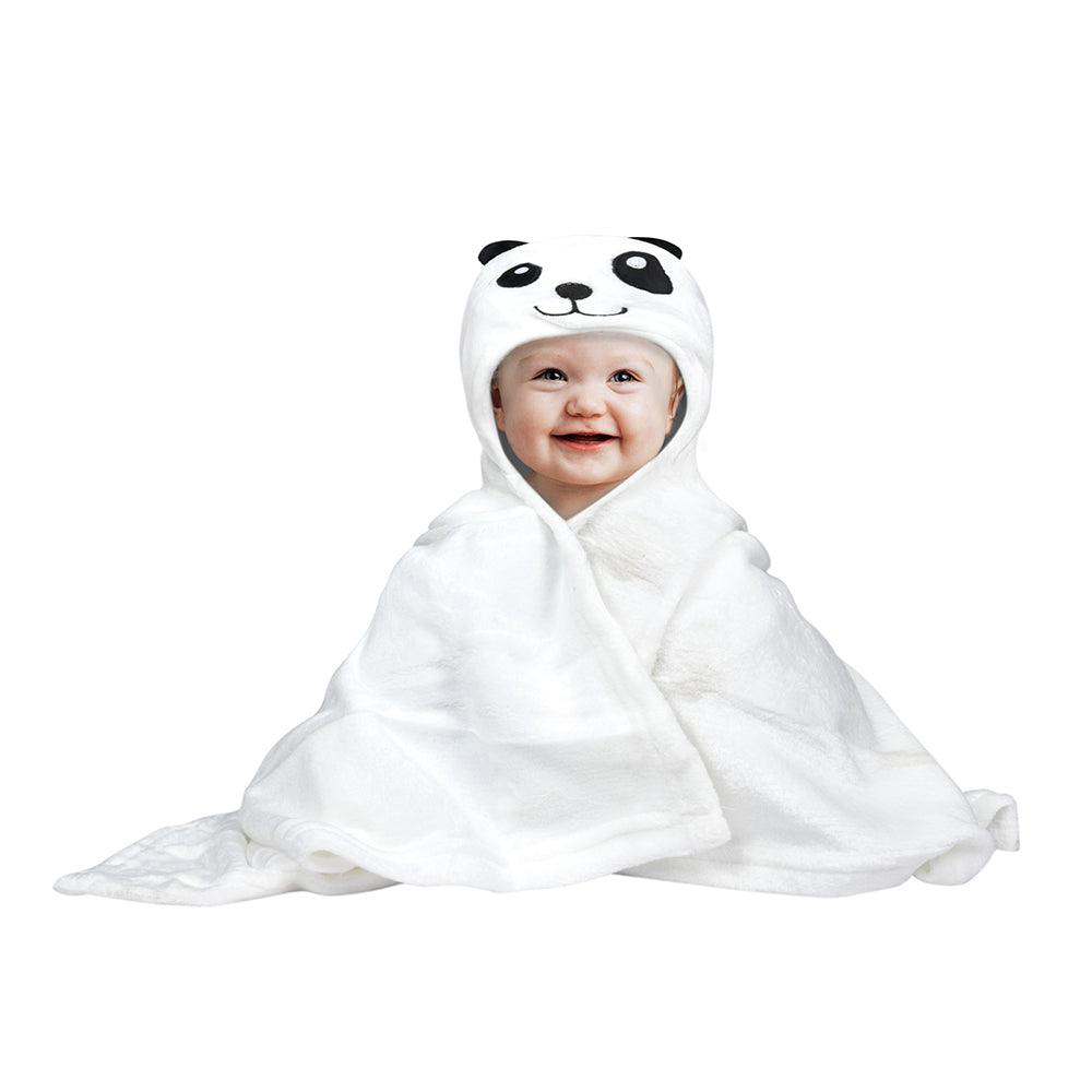 Sleepy Panda White Animal Hooded Towel - Baby Moo