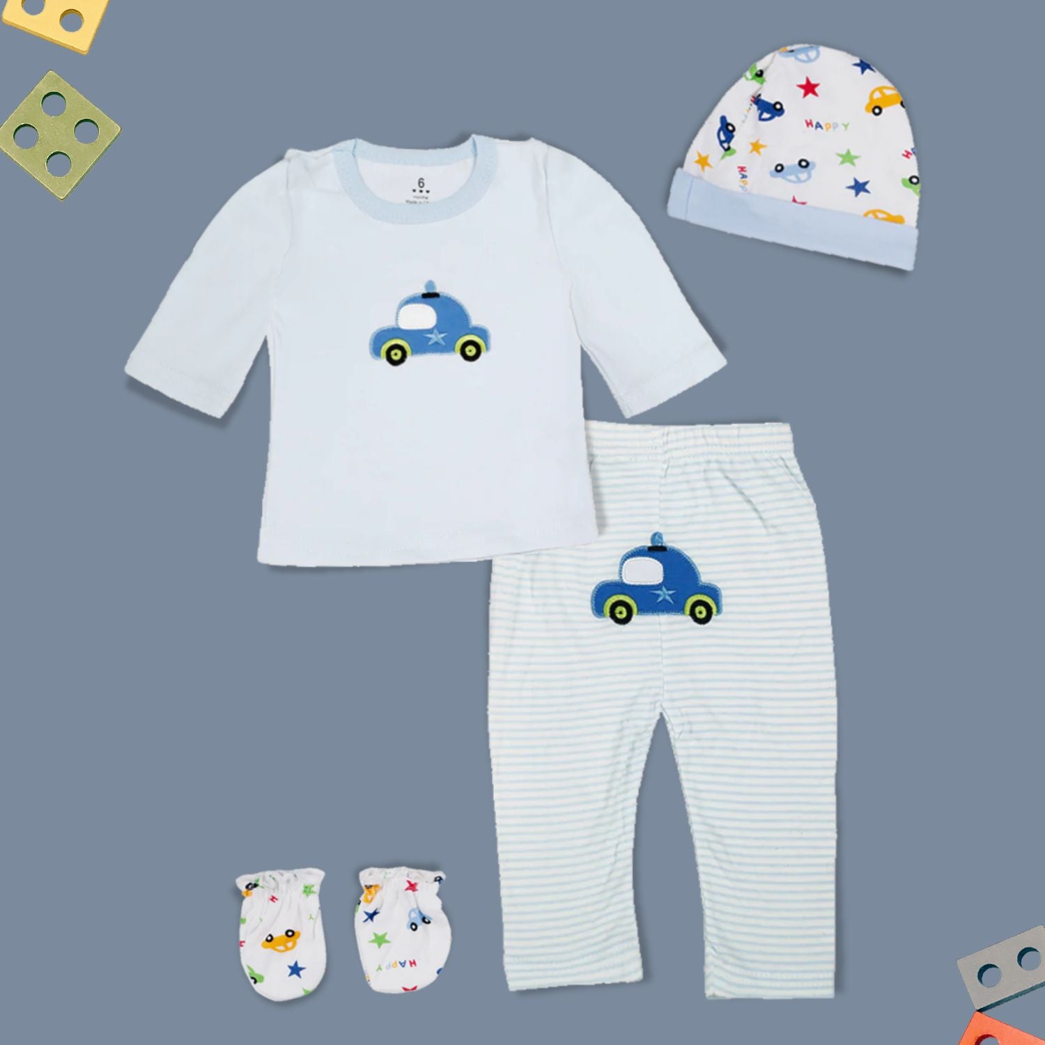 VIP Car Blue 4 Pcs Gift Set - Baby Moo