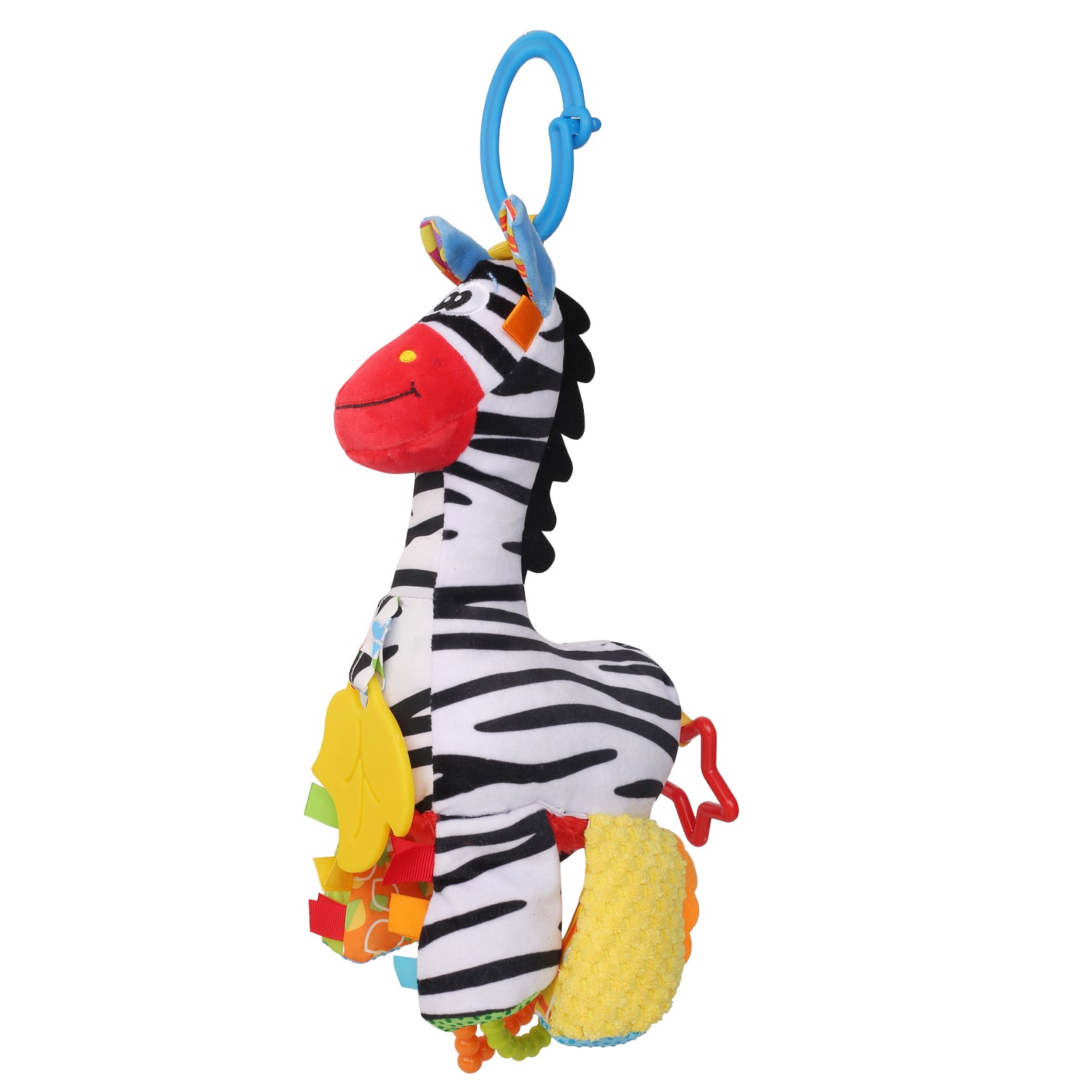 Zebra Multicolour Hanging Pulling Toy With Teether - Baby Moo