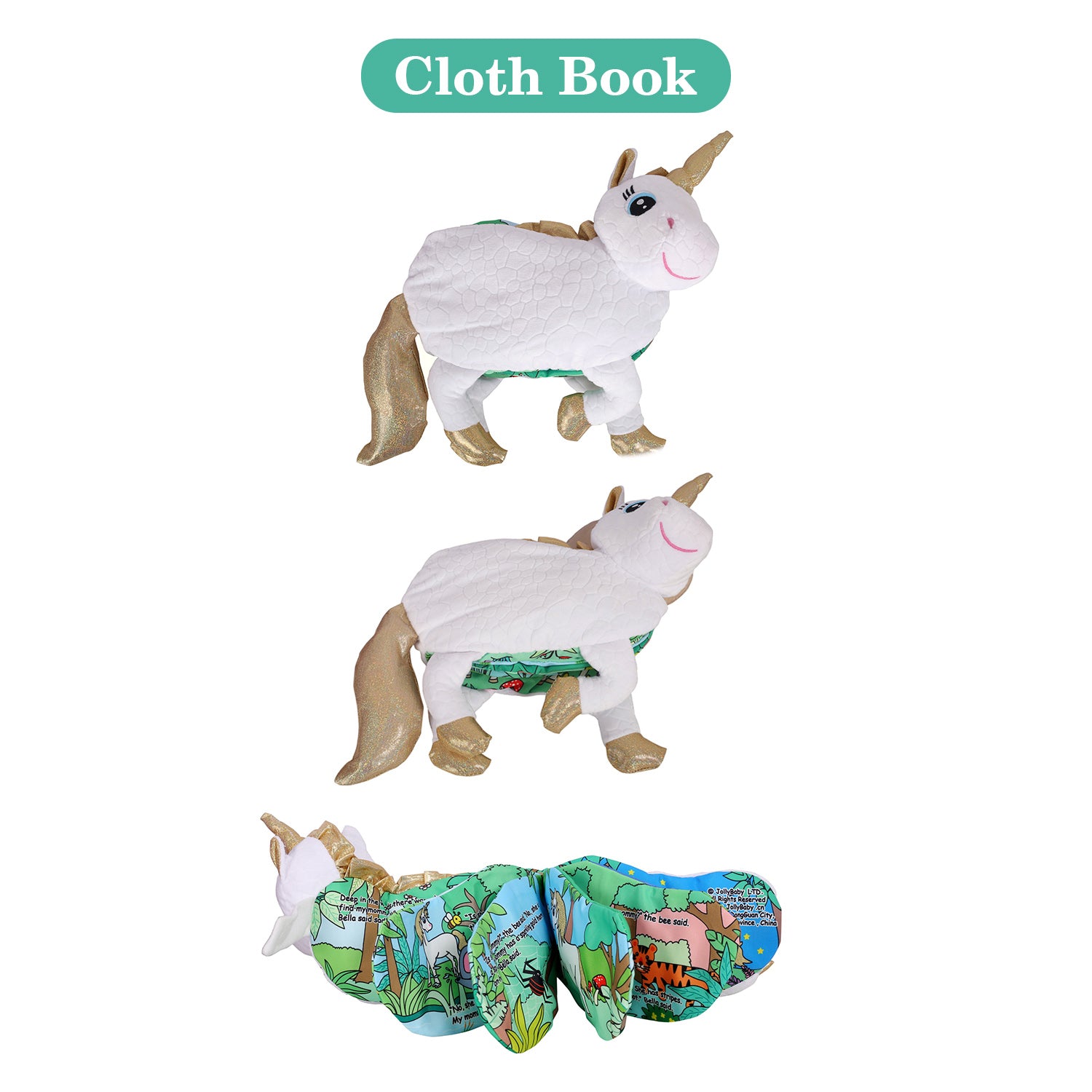 Unicorn White Cloth Story Book - Baby Moo