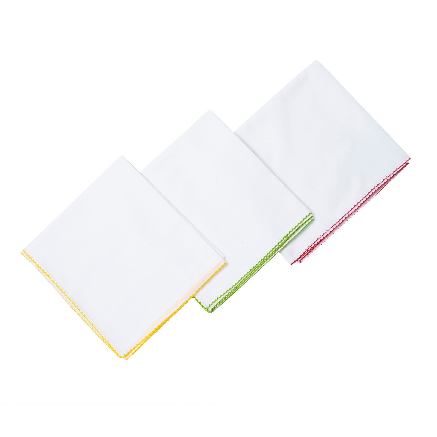 Swaddle Wrapper Pack Of 3 White With Colour Border Yellow Green Red - Baby Moo