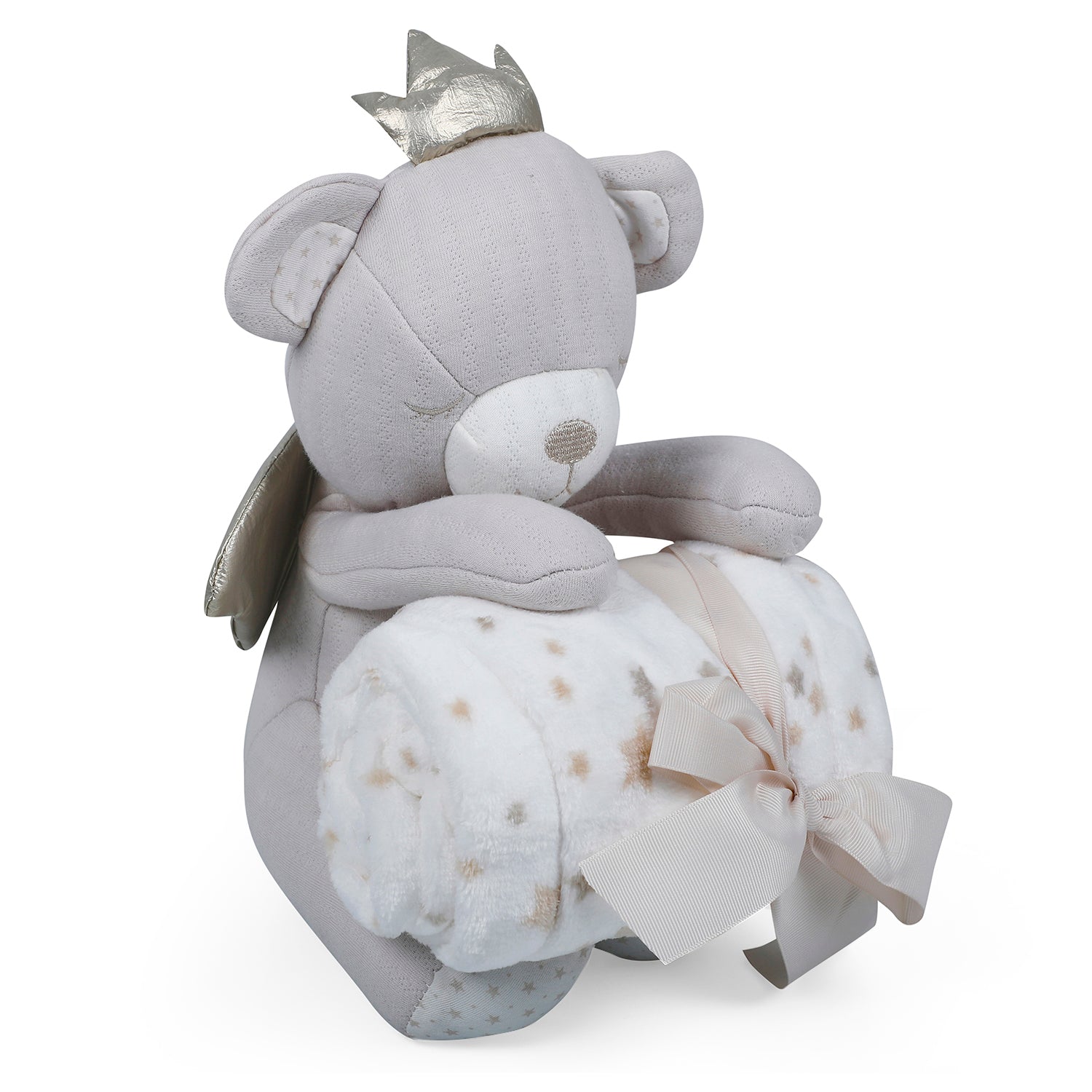 Baby Moo Royal Bear Cozy Plush Toy Blanket - Grey - Baby Moo