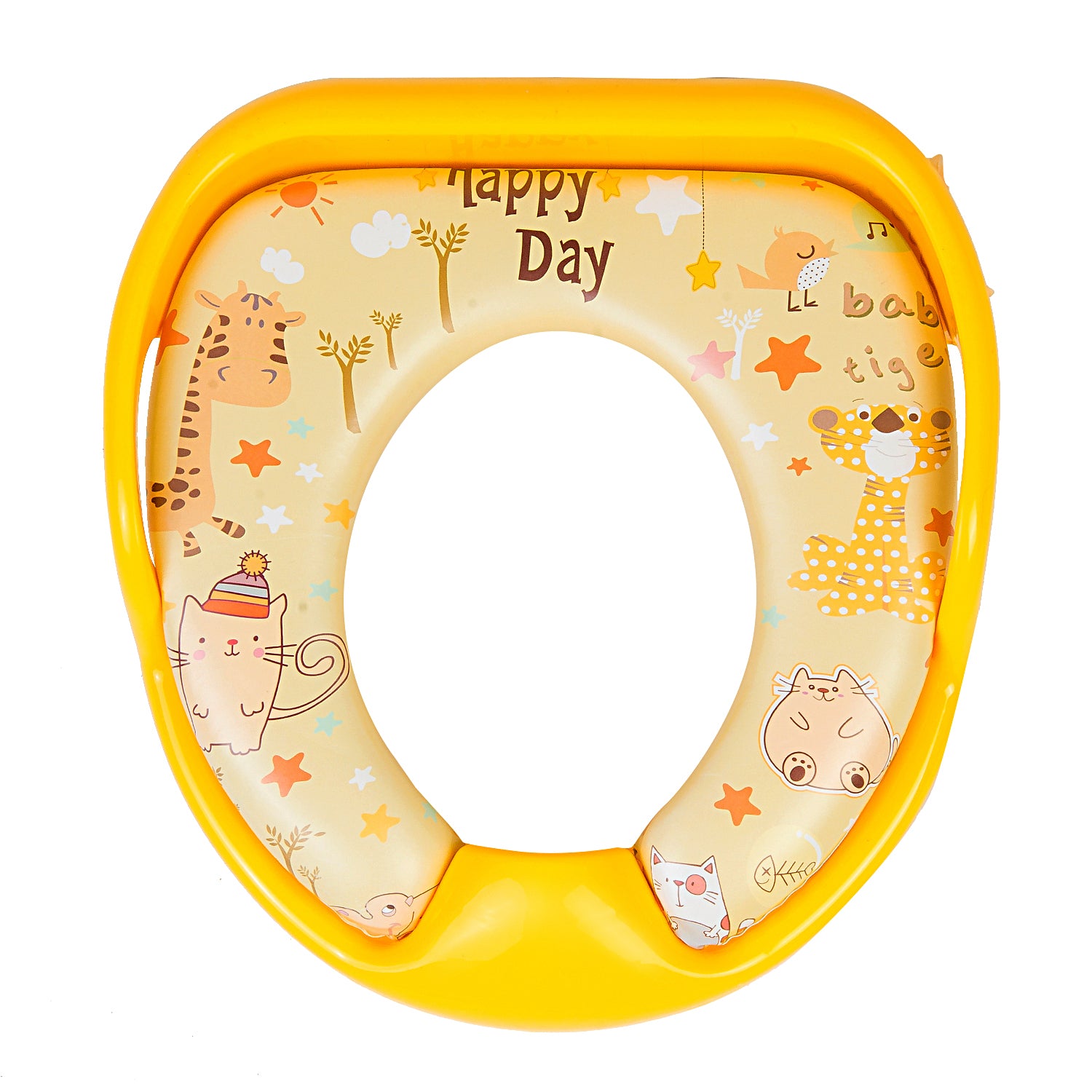 Animals Beige Potty Seat With Handle And Back Support