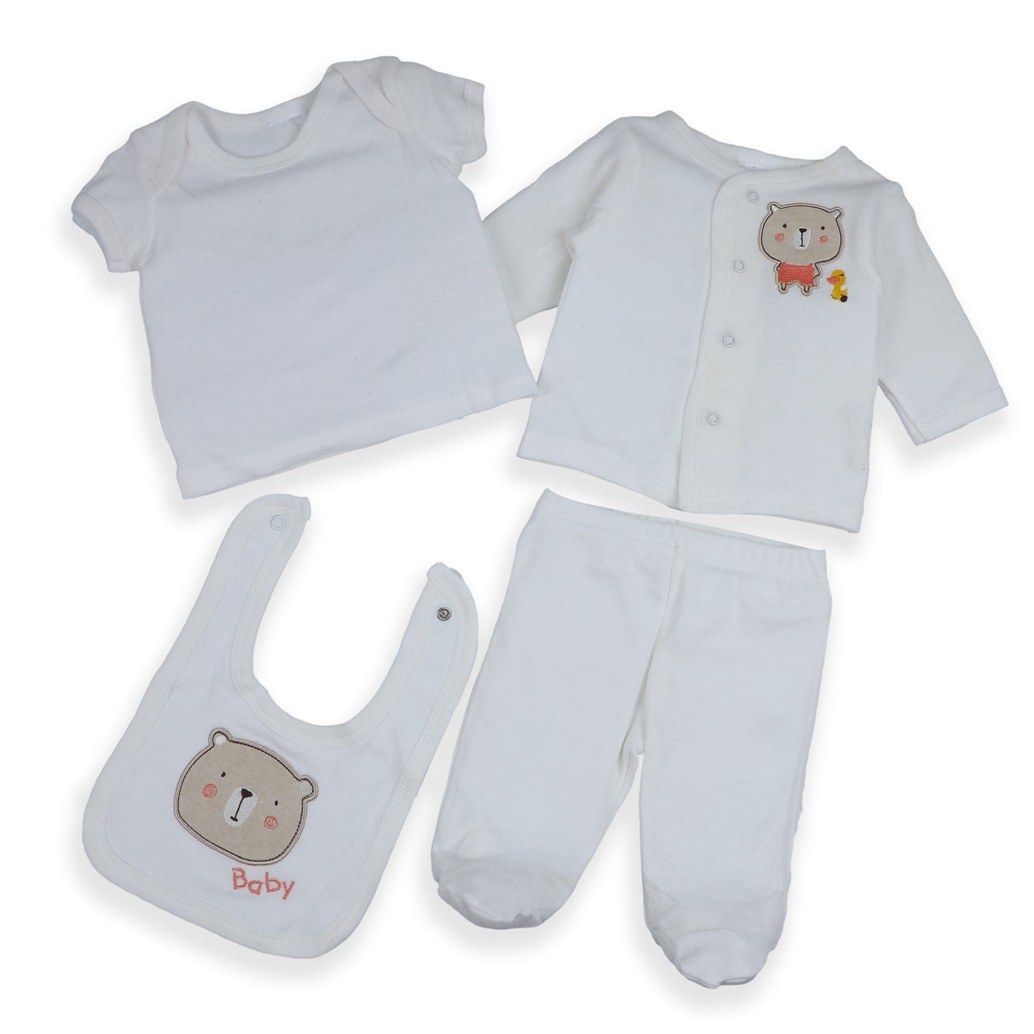 Baby Moo Cute Animal Embroidered Cotton Infant Essentials 8 pcs Romper Gift Set - White - Baby Moo