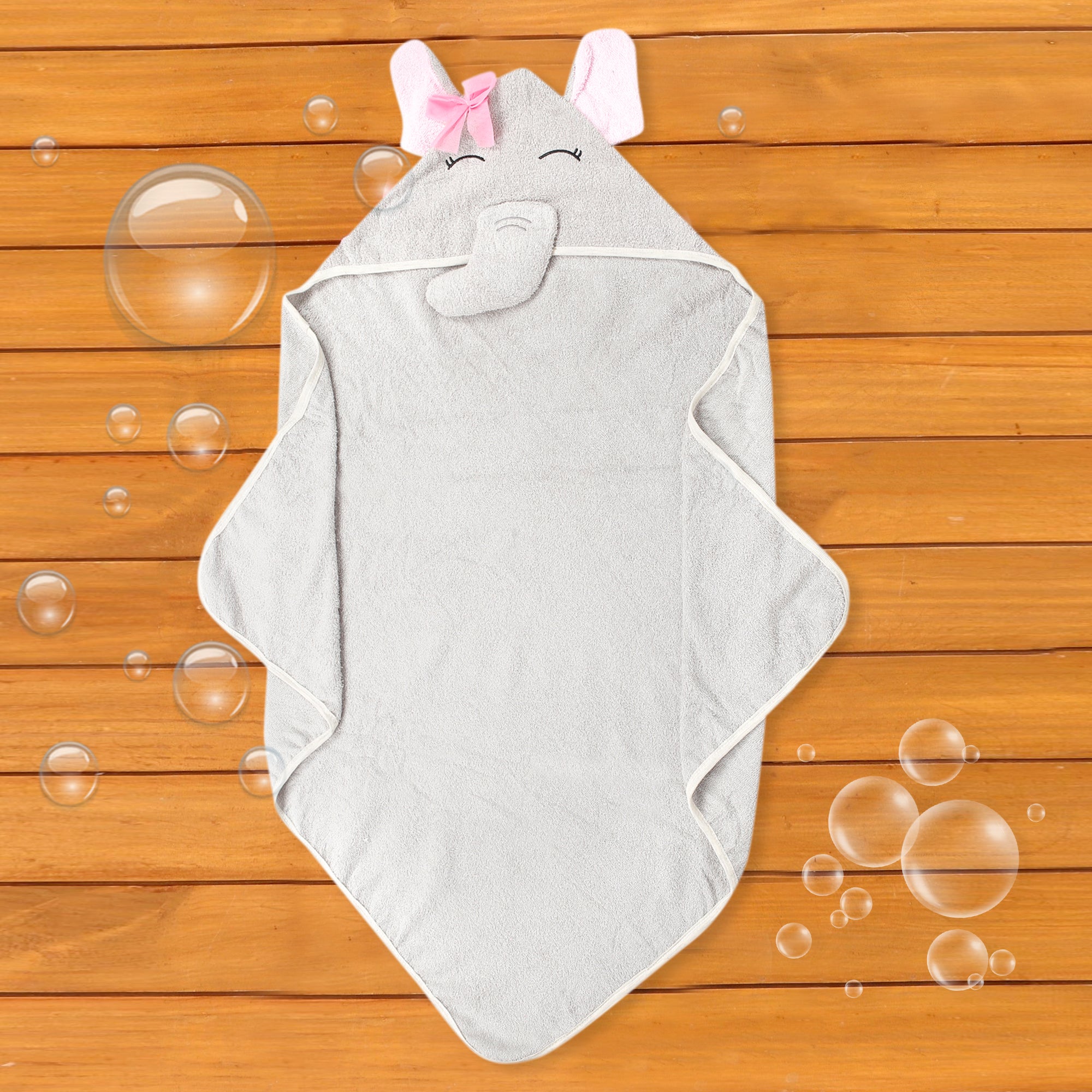 Ms. Elephant Grey Hooded Towel - Baby Moo