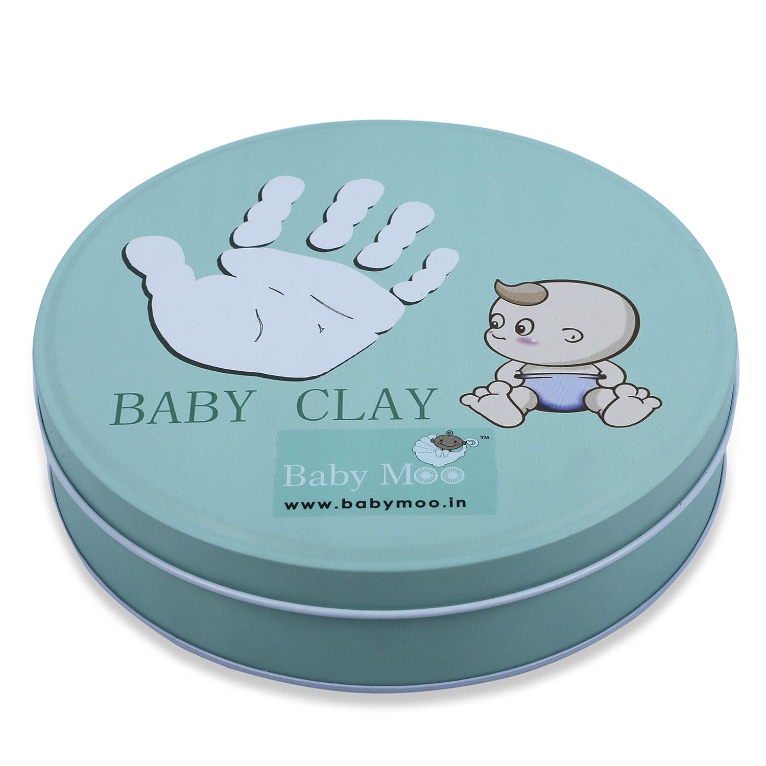 Baby Moo Handprint And Footprint Impression Keepsake DIY Kit With Plate And Stand - White - Baby Moo