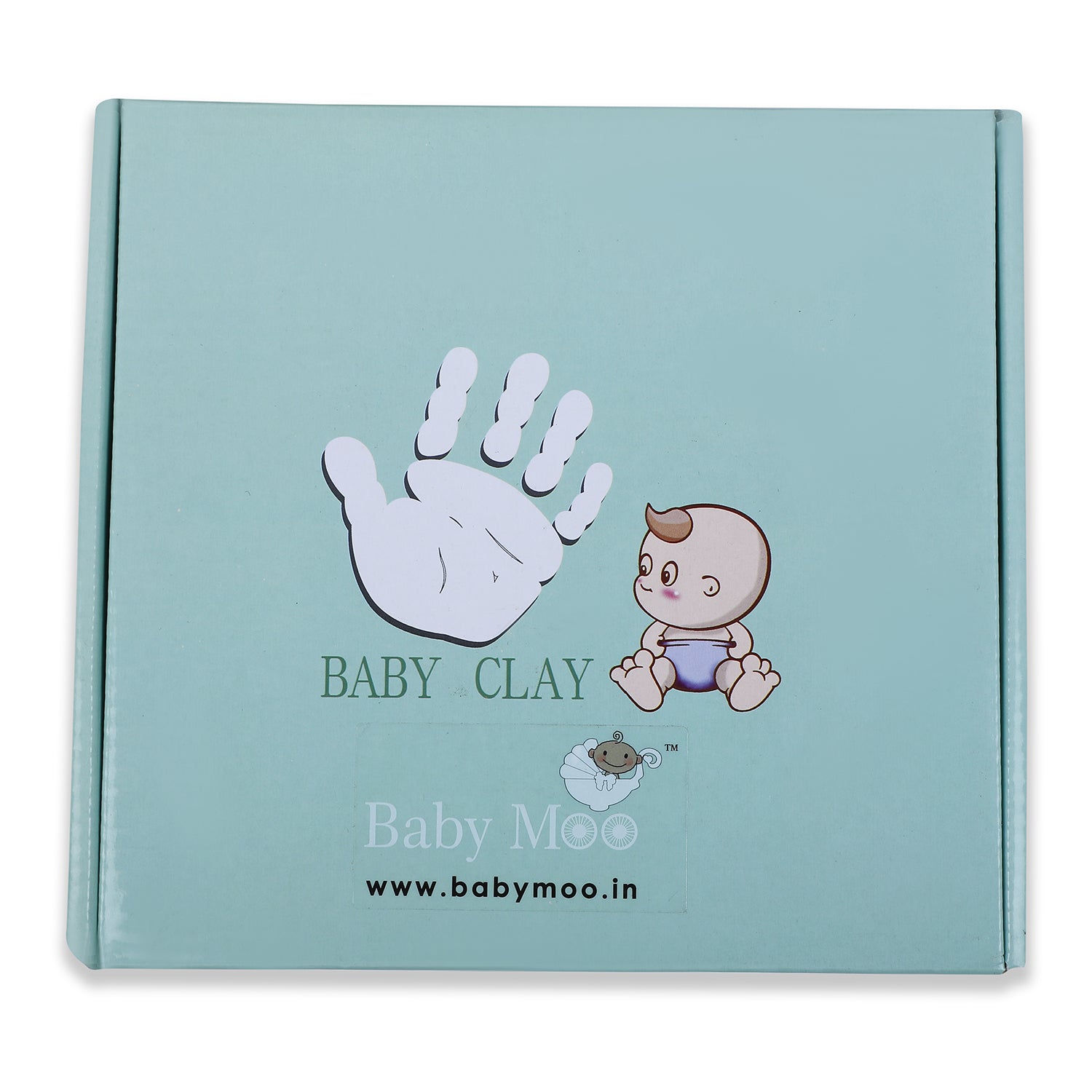 Baby Moo Handprint And Footprint Impression Keepsake DIY Kit With Plate And Stand - White - Baby Moo