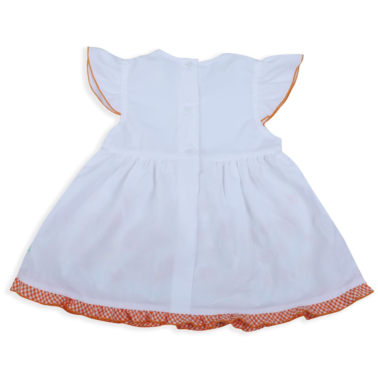 Baby Moo Floral Flutter Sleeves Knee Length Frock - Peach - Baby Moo