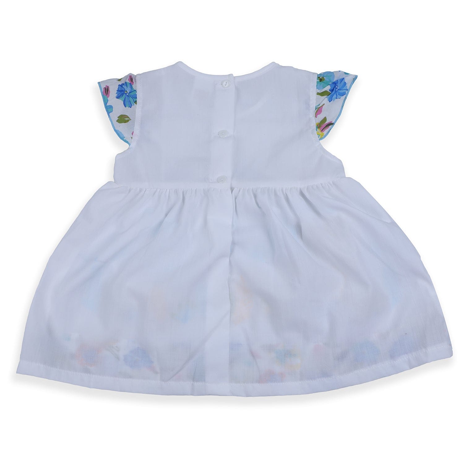 Baby Moo Pretty Whale Flutter Sleeves Knee Length Frock - Blue