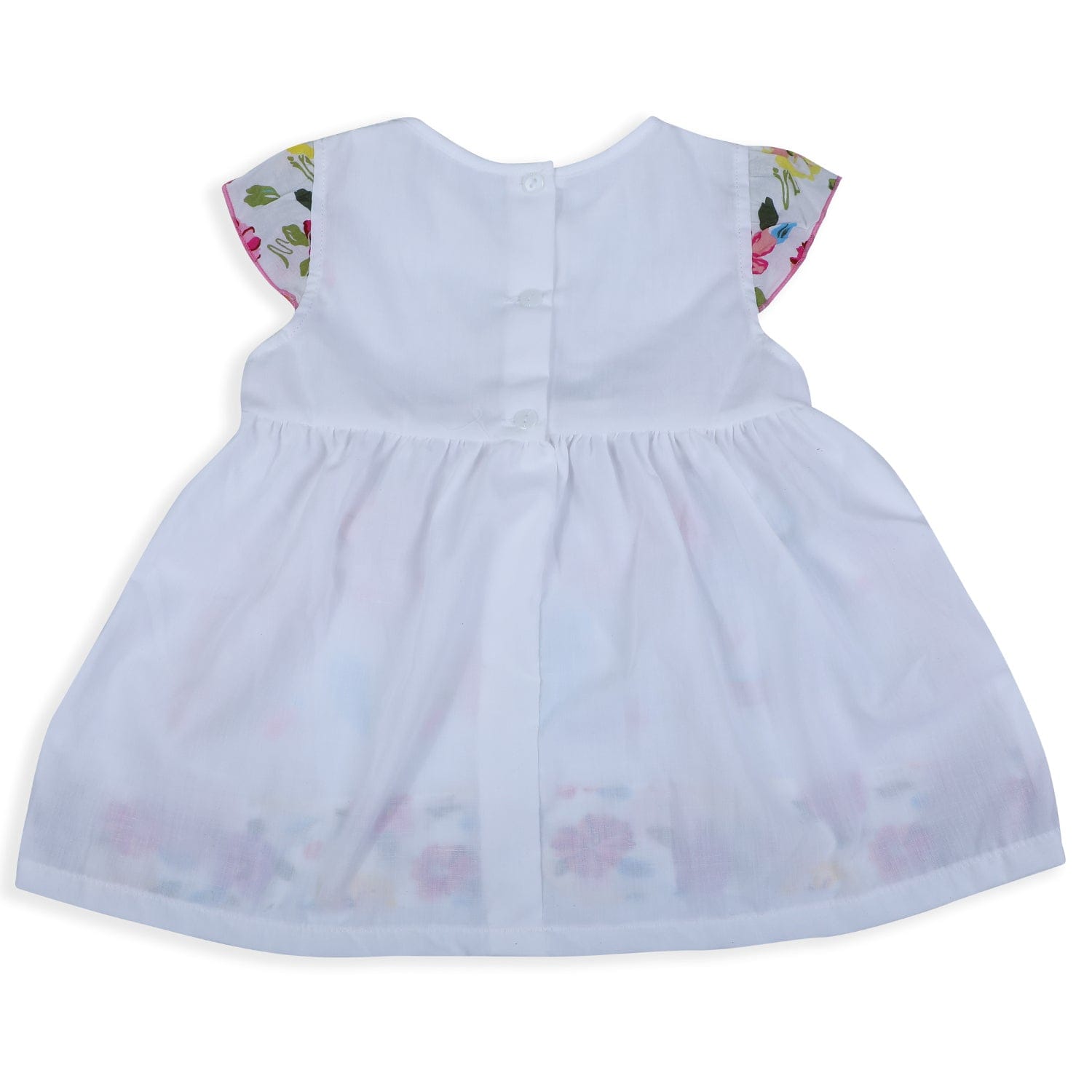 Baby Moo Pretty Whale Flutter Sleeves Knee Length Frock - Pink - Baby Moo
