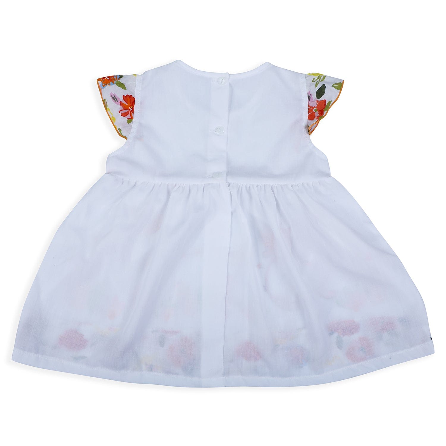 Baby Moo Pretty Whale Flutter Sleeves Knee Length Frock - Red - Baby Moo