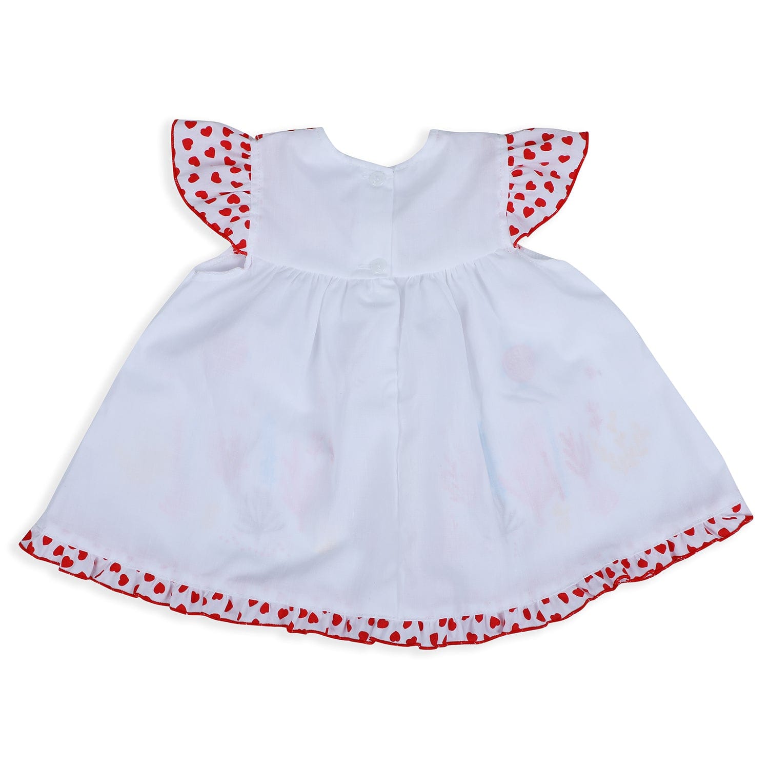 Baby Moo Aqua Theme Flutter Sleeves Knee Length Frock - Red