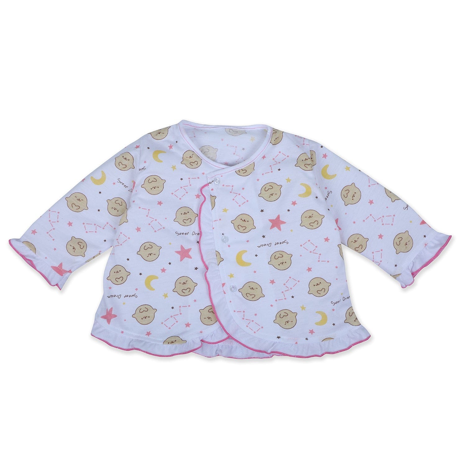 Baby Moo Sweet Dreams Cotton Full Sleeves Top And Pyjama 2pcs Night Suit - Pink - Baby Moo