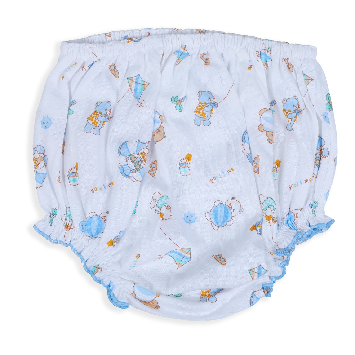 Baby Moo Kite Flying Bear Pure Cotton Sleeveless Vest With Matching Bottom 2pcs Set - Blue - Baby Moo