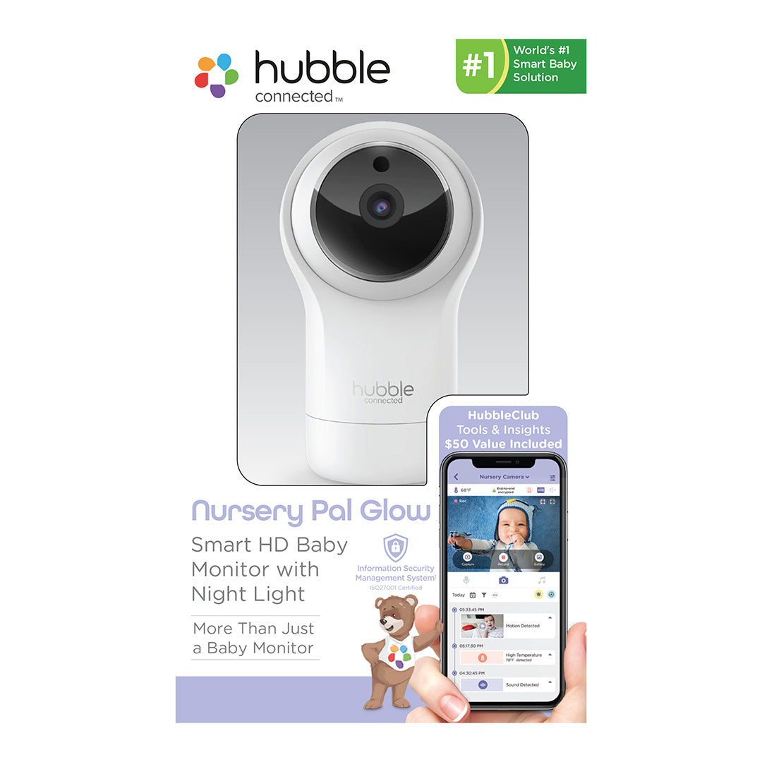 Hubble Connected Nursery Pal Glow Smart HD Night Light With Baby Monitor - White - Baby Moo