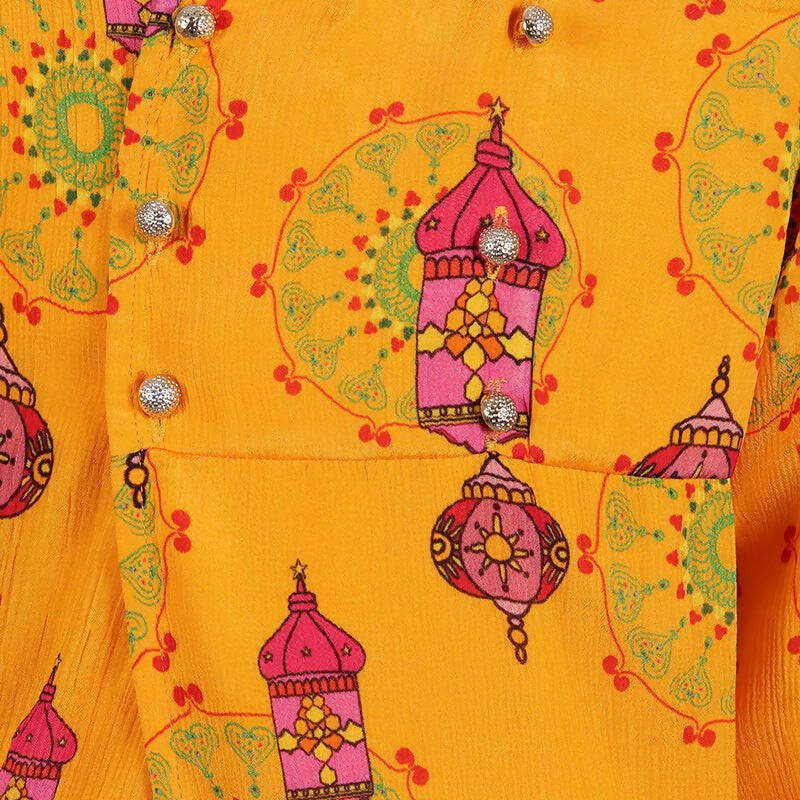 Rang Traditional Chanderi Cotton Kurta And Dhoti Set - Yellow - Baby Moo