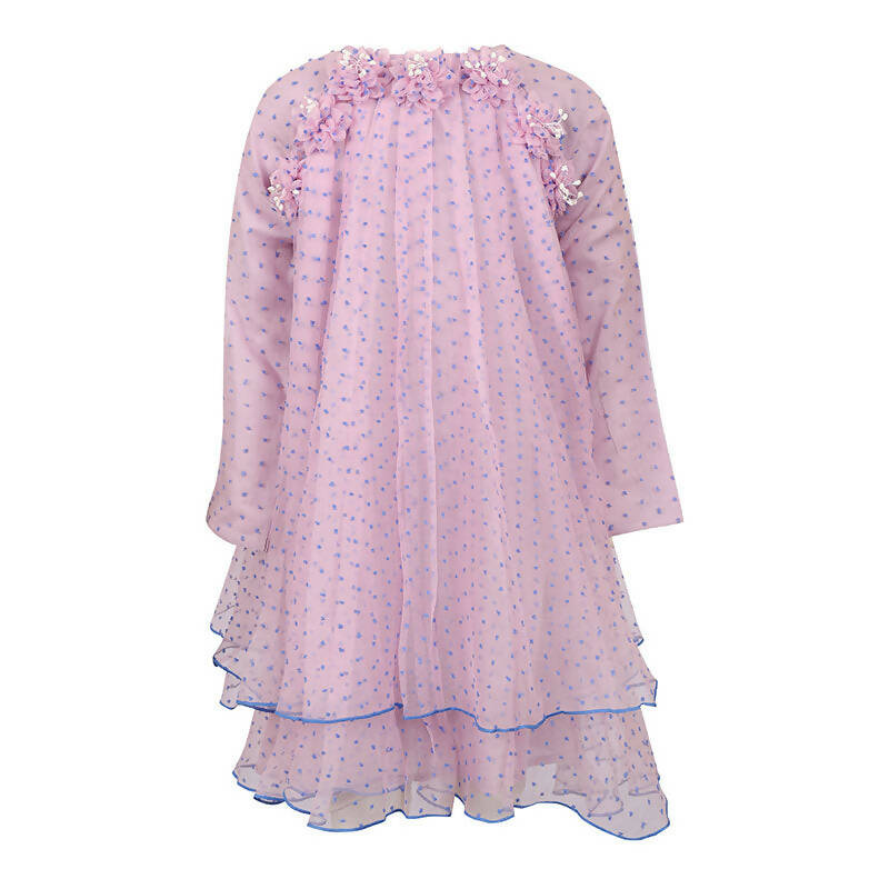 Stella Rossa Polka Dot Dress With Flower Applique - Purple - Baby Moo