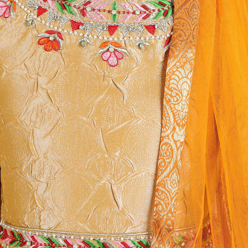 Rang Embroidered Anarkali Gown With Dupatta Dress - Yellow